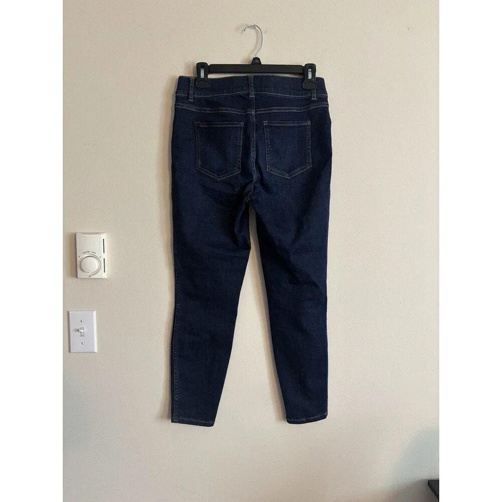 SPANX Womens Medium‎ Pull On Skinny Ankle Jeans Jeggings Pockets Blue Denim